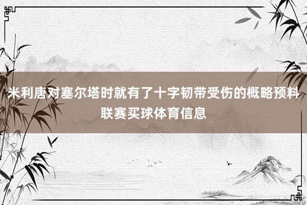 米利唐对塞尔塔时就有了十字韧带受伤的概略预料联赛买球体育信息