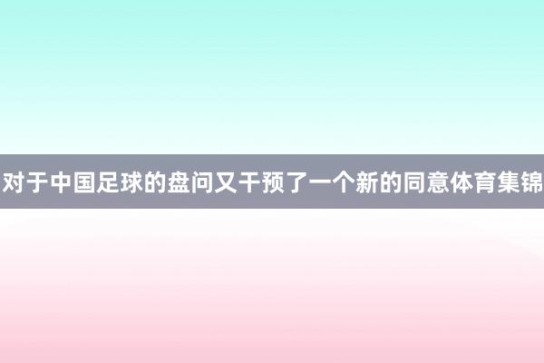 对于中国足球的盘问又干预了一个新的同意体育集锦