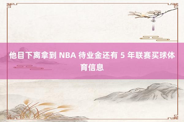 他目下离拿到 NBA 待业金还有 5 年联赛买球体育信息